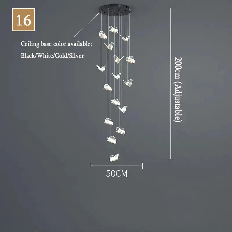 Juli Art Deco Stairwell Led Chandelier for high ceiling staircase and foyer lighting
