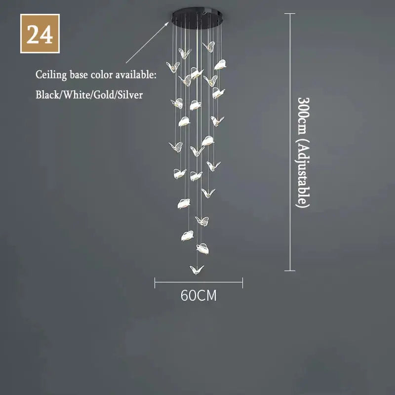 Juli Art Deco Stairwell Led Chandelier for high ceiling staircase and foyer lighting
