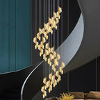 Kael Cascading Spiral Foyer Chandelier for high ceiling staircase and foyer lighting