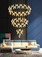 Kael Cascading Spiral Foyer Chandelier for high ceiling staircase and foyer lighting