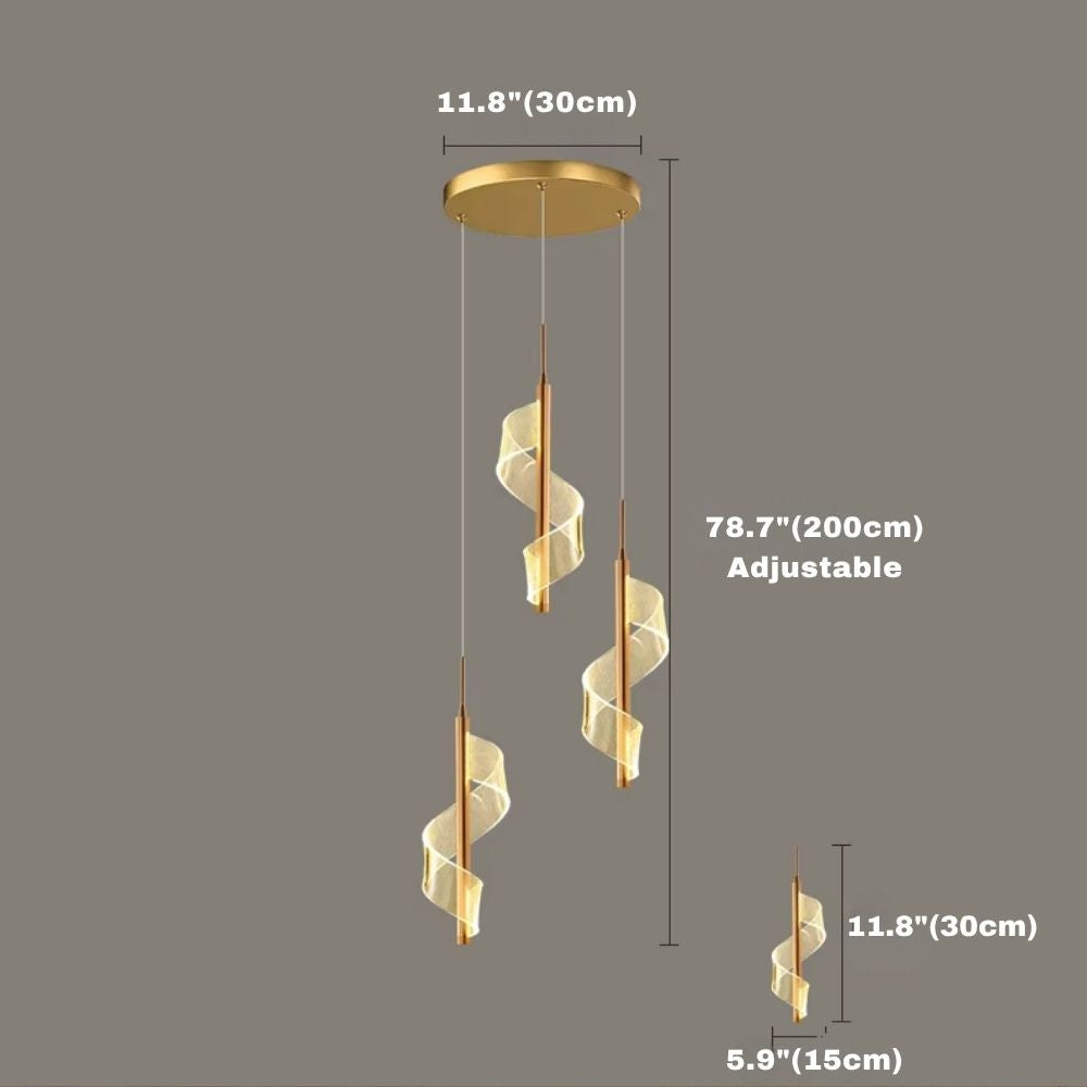 Kael Cascading Spiral Foyer Chandelier for high ceiling staircase and foyer lighting