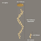 Kael Cascading Spiral Foyer Chandelier for high ceiling staircase and foyer lighting