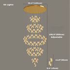Kael Cascading Spiral Foyer Chandelier for high ceiling staircase and foyer lighting