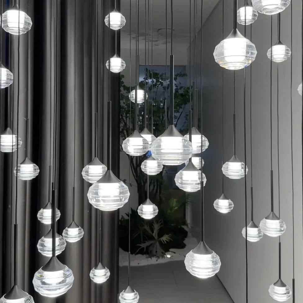 Kely Drop Stairwell Pendant Light for high ceiling staircase and foyer lighting