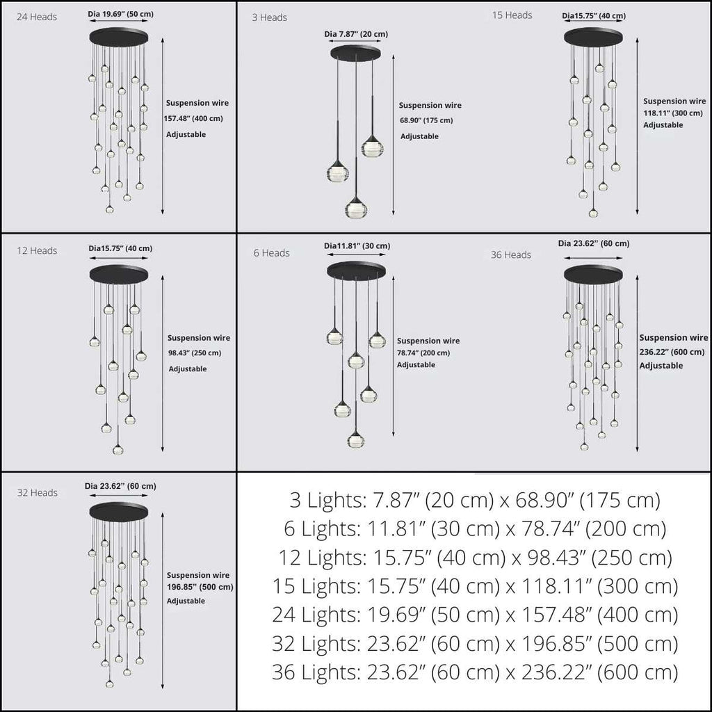 Kely Drop Stairwell Pendant Light for high ceiling staircase and foyer lighting