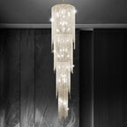Kyra Real Crystal Staircase Chandelier for high ceiling staircase and foyer lighting