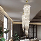 Kyra Real Crystal Staircase Chandelier for high ceiling staircase and foyer lighting