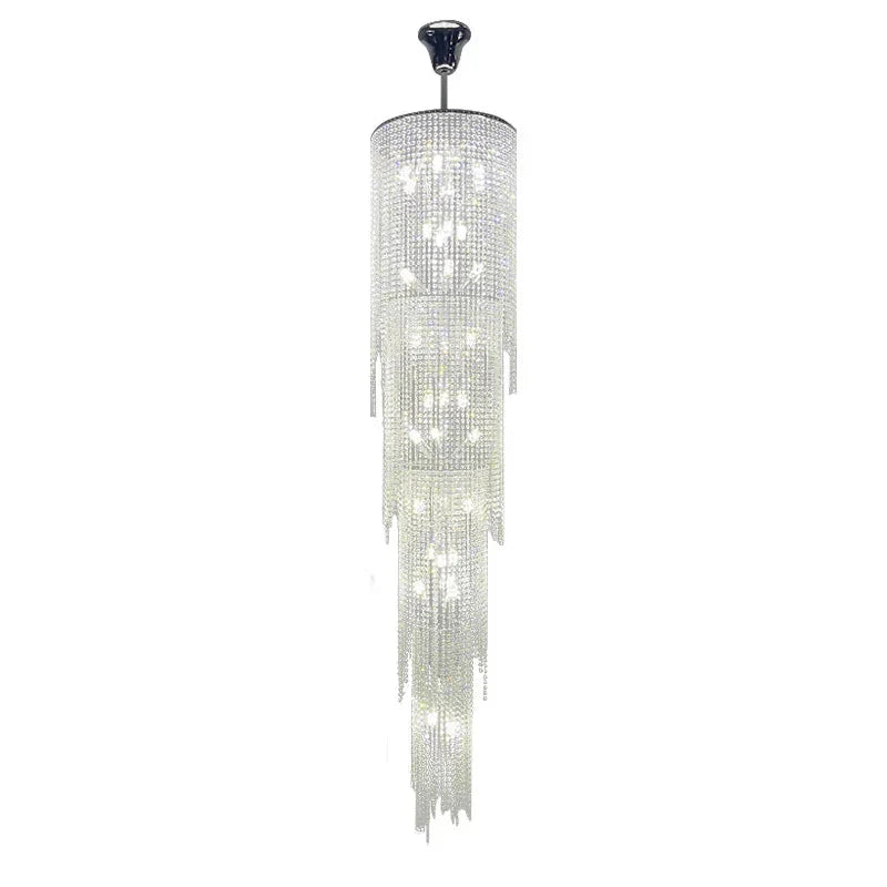 Kyra Real Crystal Staircase Chandelier for high ceiling staircase and foyer lighting