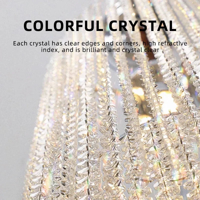 Kyra Real Crystal Staircase Chandelier for high ceiling staircase and foyer lighting