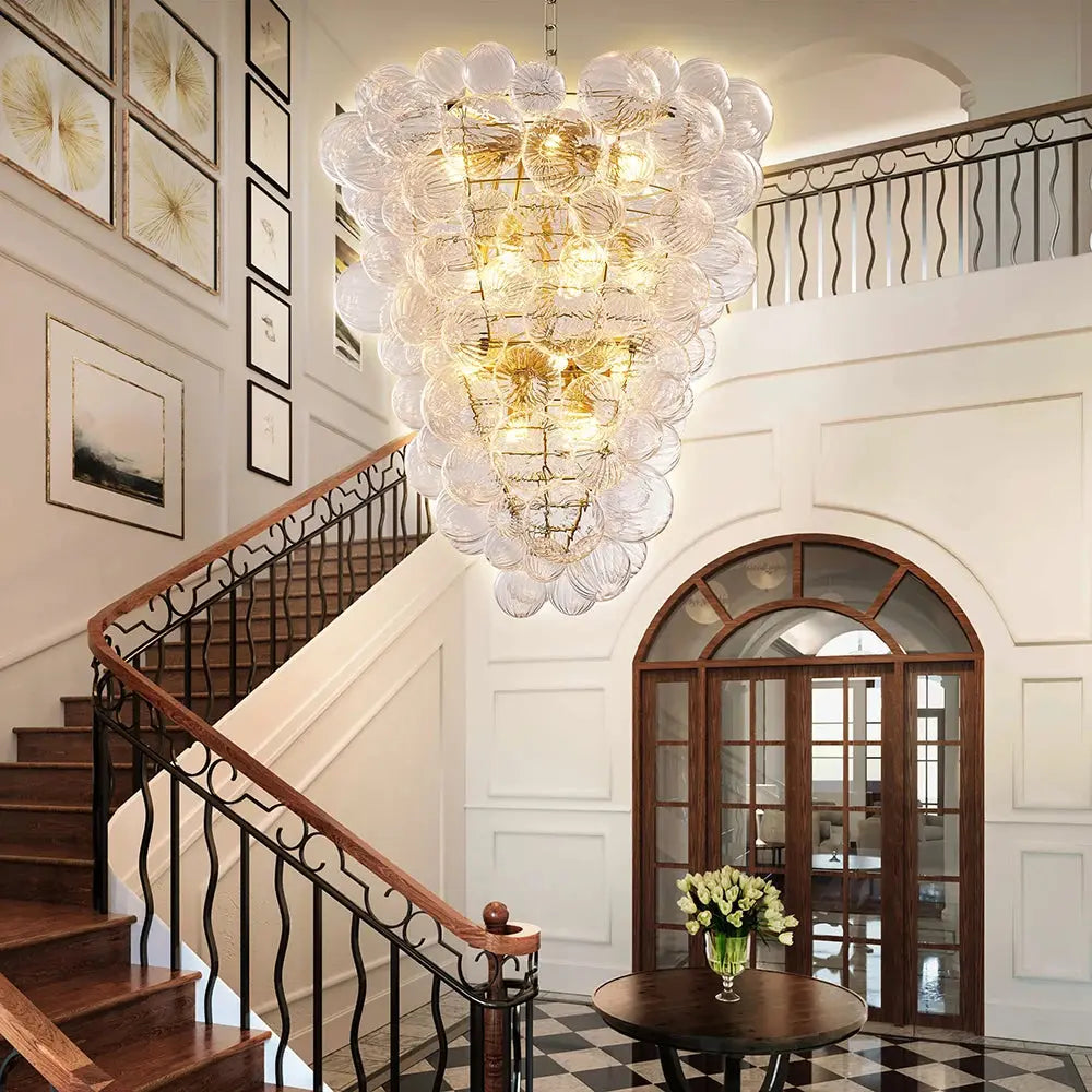 Talia Style Bubble Chandelier Small/Medium/Large for high ceiling staircase and foyer lighting