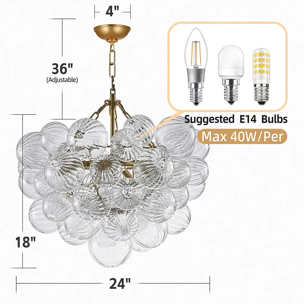 Talia Style Bubble Chandelier Small/Medium/Large for high ceiling staircase and foyer lighting