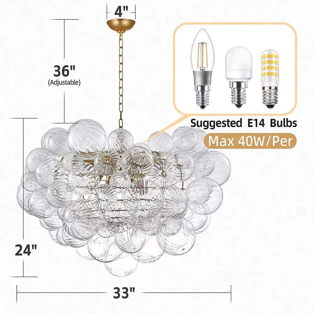 Talia Style Bubble Chandelier Small/Medium/Large for high ceiling staircase and foyer lighting