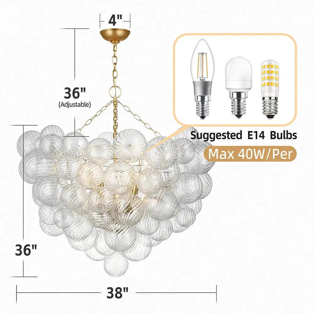 Talia Style Bubble Chandelier Small/Medium/Large for high ceiling staircase and foyer lighting
