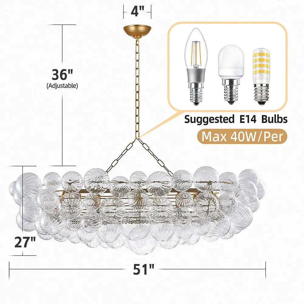 Talia Style Bubble Chandelier Small/Medium/Large for high ceiling staircase and foyer lighting