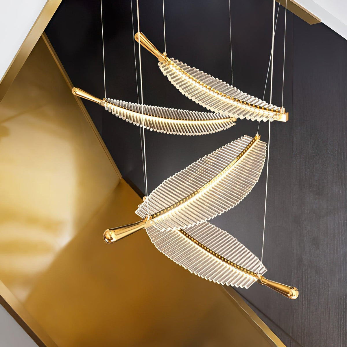 Leaf LED Chandelier chandelier in a tall interior
