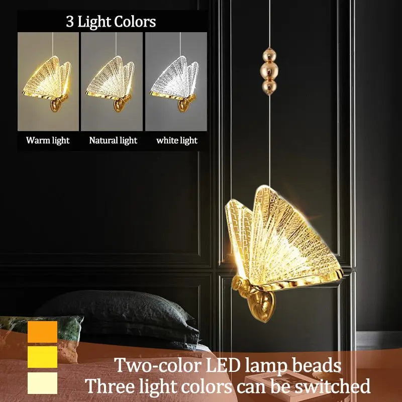 Led Butterfly Pendant Lights for high ceiling staircase and foyer lighting