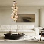 Leila Modern Marble Ball Vertical Liner Chandelier for high ceiling staircase and foyer lighting