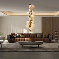 Leila Modern Marble Ball Vertical Liner Chandelier for high ceiling staircase and foyer lighting