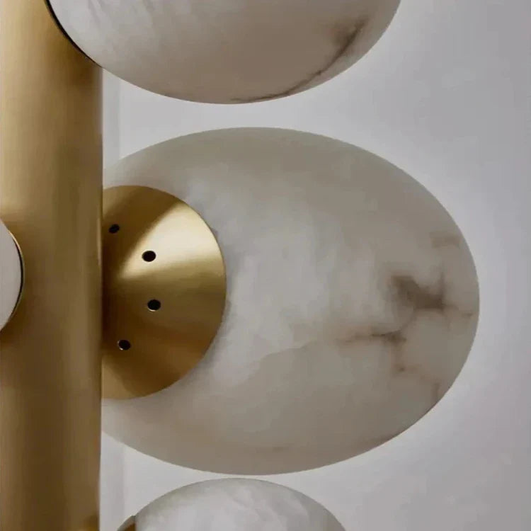 Leila Modern Marble Ball Vertical Liner Chandelier for high ceiling staircase and foyer lighting