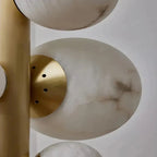 Leila Modern Marble Ball Vertical Liner Chandelier for high ceiling staircase and foyer lighting
