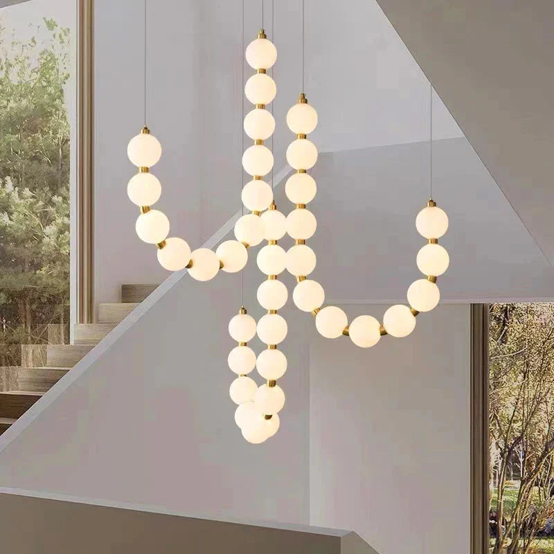 Lexi Modern Acrylic Orb Chandelier for high ceiling staircase and foyer lighting