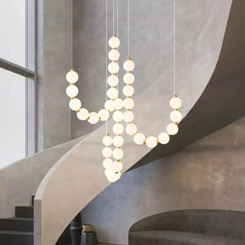 Lexi Modern Acrylic Orb Chandelier for high ceiling staircase and foyer lighting