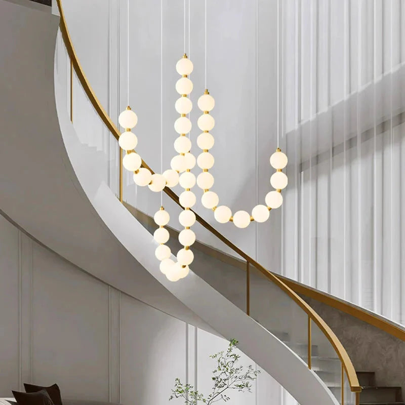 Lexi Modern Acrylic Orb Chandelier for high ceiling staircase and foyer lighting