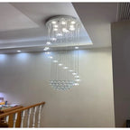 Lonas Large Foyer Crystal Chandelier for high ceiling staircase and foyer lighting