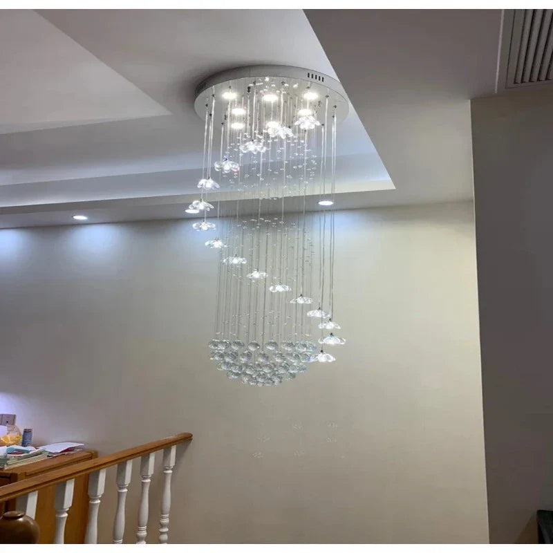 Lonas Large Foyer Crystal Chandelier for high ceiling staircase and foyer lighting