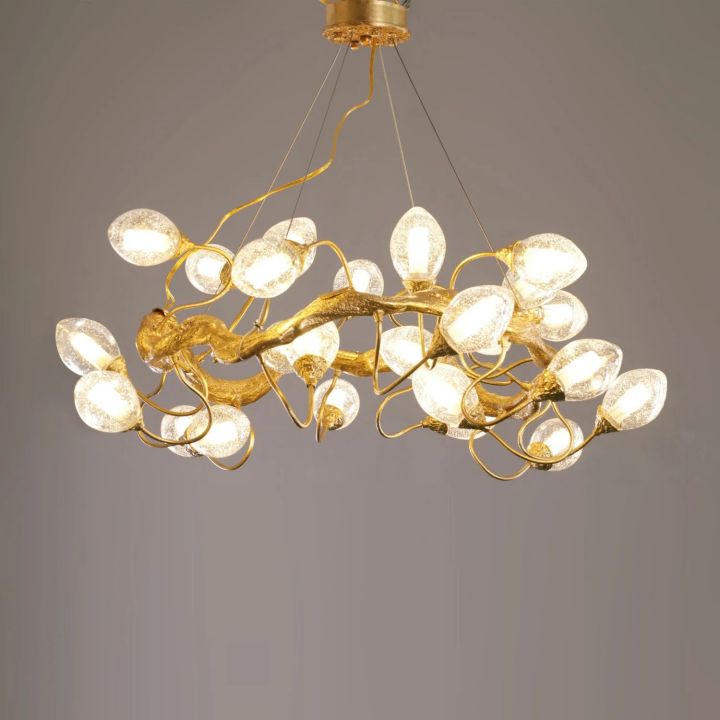 Branch Lotus Brass Chandelier by Bling Lighting Studio
