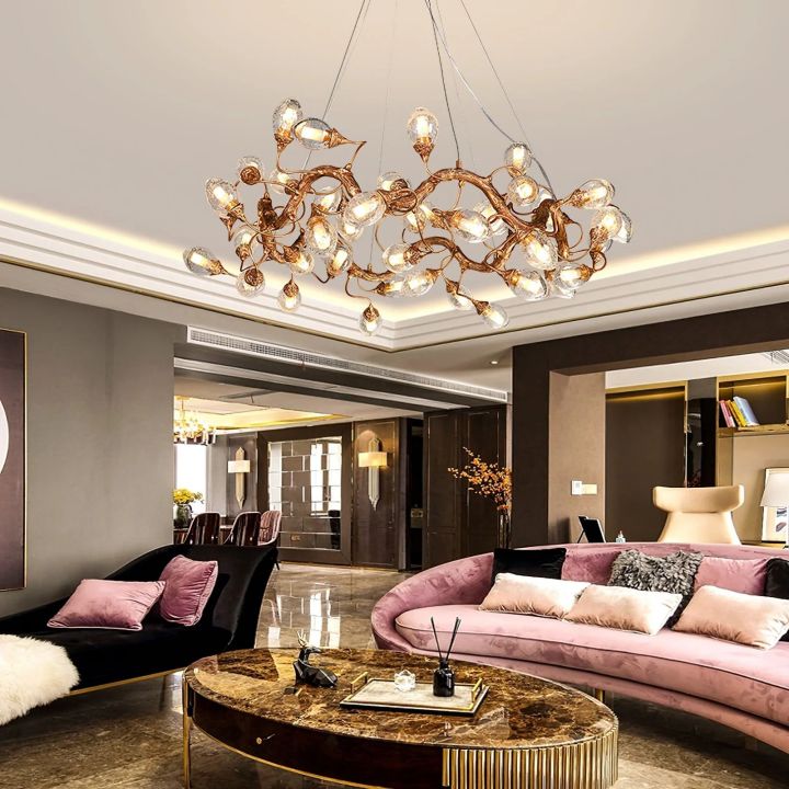 Branch Lotus Brass Chandelier by Bling Lighting Studio
