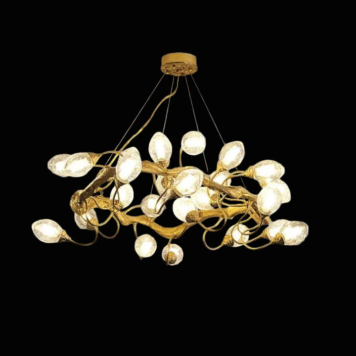 Branch Lotus Brass Chandelier by Bling Lighting Studio
