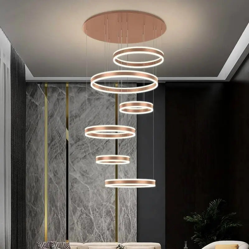 Lucy Modern Staircase Chandelier for high ceiling staircase and foyer lighting