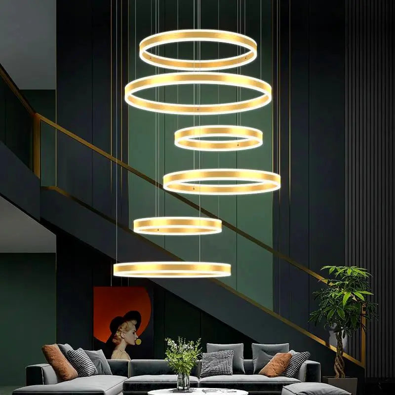 Lucy Modern Staircase Chandelier for high ceiling staircase and foyer lighting