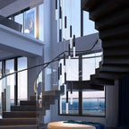 Lum Modern Black Foyer Chandelier For High Ceiling for high ceiling staircase and foyer lighting