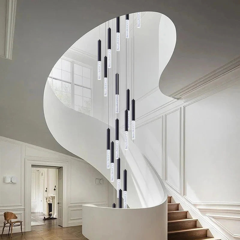 Lum Modern Black Foyer Chandelier For High Ceiling for high ceiling staircase and foyer lighting