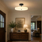 Luma Linen Drum Ceiling Light by Bling Lighting Studio