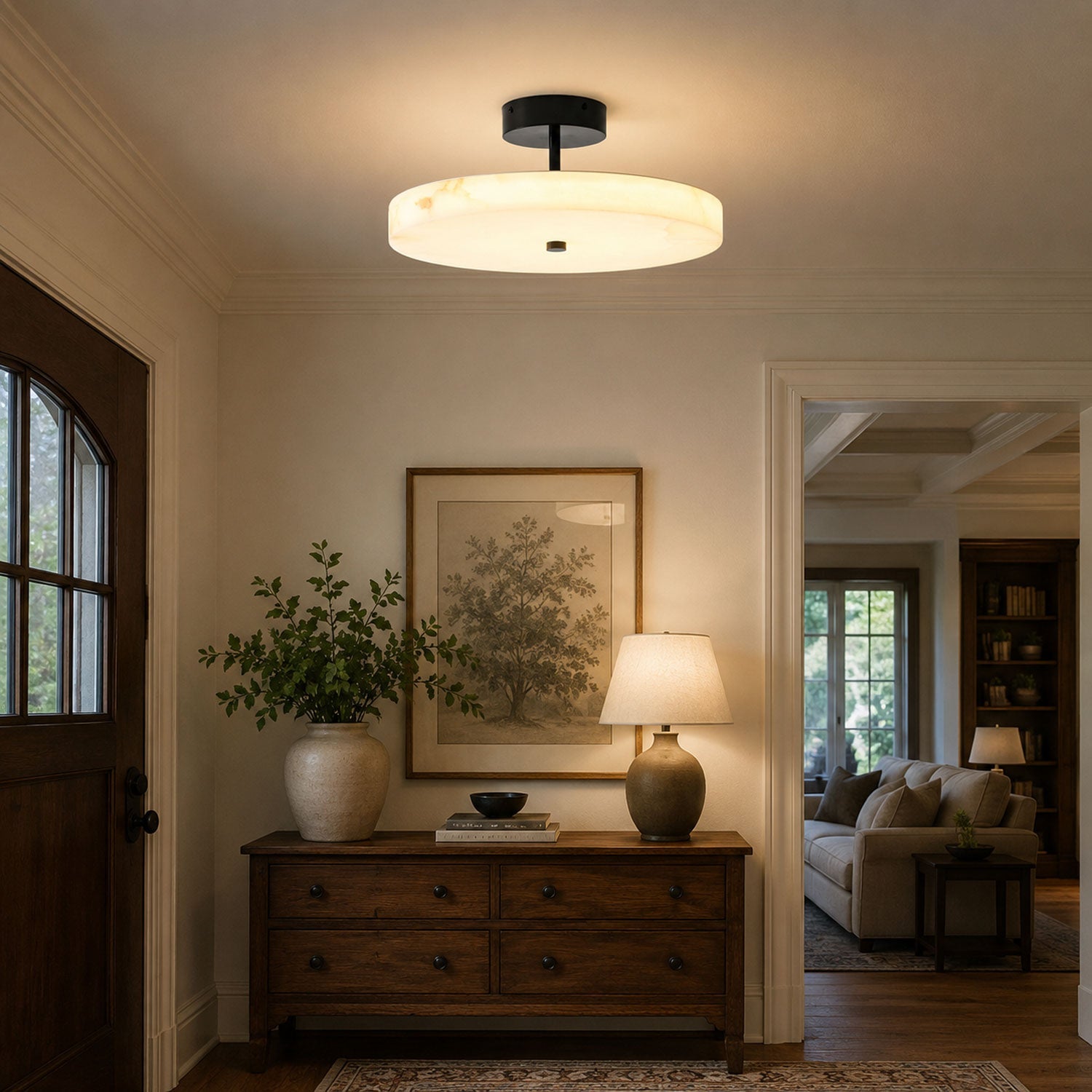 Luma Linen Drum Ceiling Light by Bling Lighting Studio