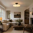 Luma Linen Drum Ceiling Light by Bling Lighting Studio