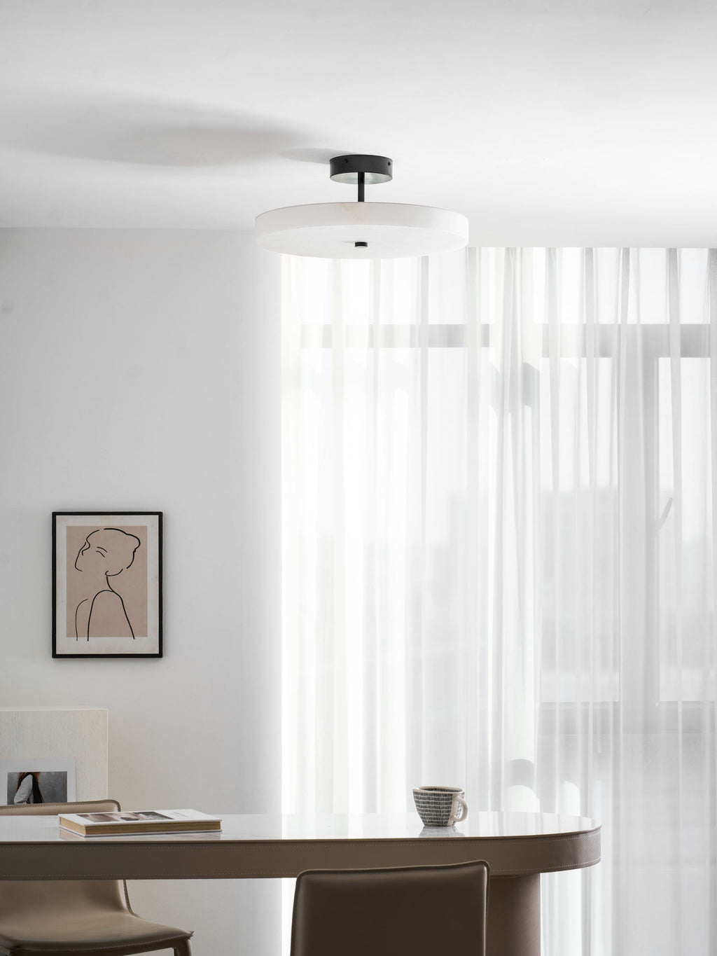 Luma Linen Drum Ceiling Light by Bling Lighting Studio