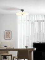 Luma Linen Drum Ceiling Light by Bling Lighting Studio