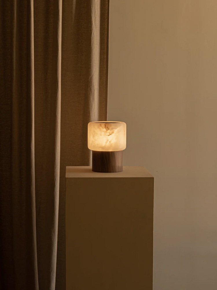 Luma Core Alabaster Table Lamp by Bling Lighting Studio