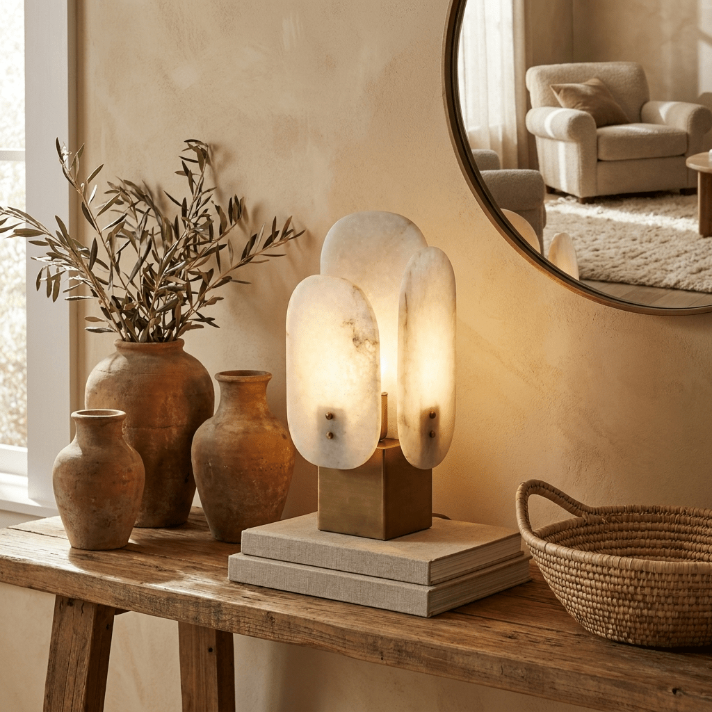 Luma Alabaster Panel Table Lamp by Bling Lighting Studio