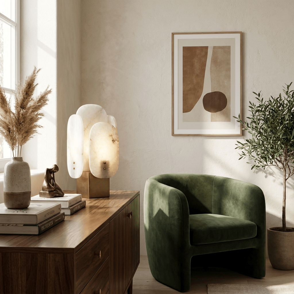 Luma Alabaster Panel Table Lamp by Bling Lighting Studio
