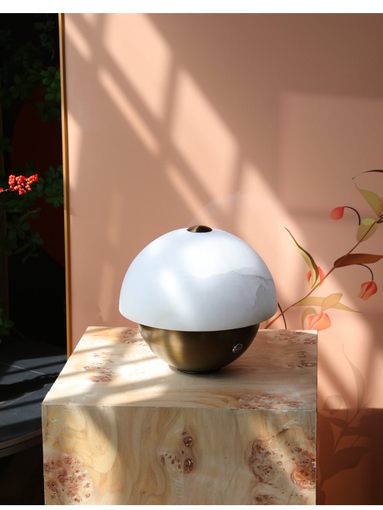 Luna Stone Mini Alabaster Table Lamp by Bling Lighting Studio