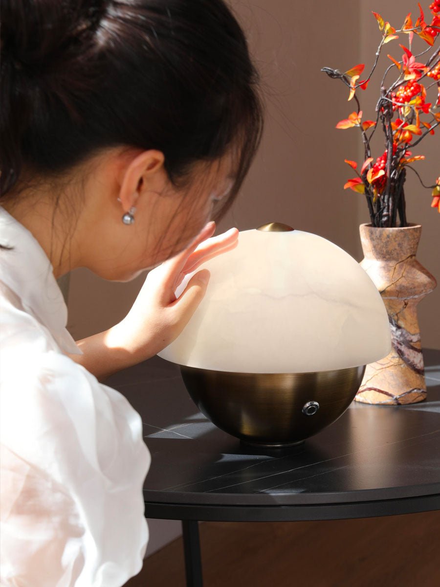 Luna Stone Mini Alabaster Table Lamp by Bling Lighting Studio
