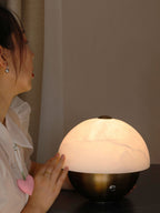 Luna Stone Mini Alabaster Table Lamp by Bling Lighting Studio