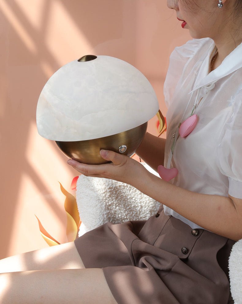 Luna Stone Mini Alabaster Table Lamp by Bling Lighting Studio