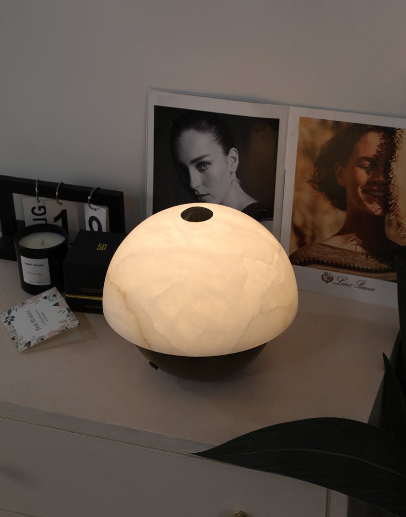 Luna Stone Mini Alabaster Table Lamp by Bling Lighting Studio