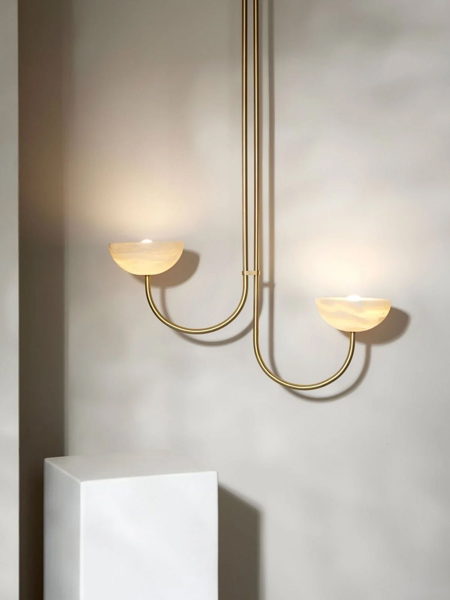 Lunaris Duo Alabaster Pendant Lamp by Bling Lighting Studio
